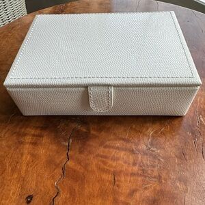 White Faux Leather Jewelry Case Travel wolf for Pottery Barn